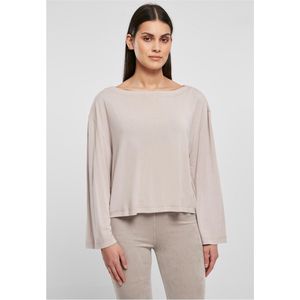 Urban Classics Damen Ladies Short Modal Bateau Necklinie Longsleeve Warmgrey