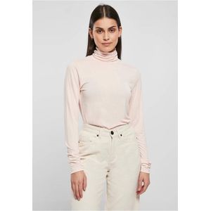 Urban Classics Dames Modal Turtleneck T-shirt met lange mouwen, roze, XS