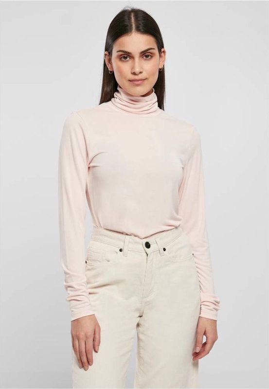 Urban Classics Dames Modal Turtleneck T-shirt met lange mouwen, roze, XS