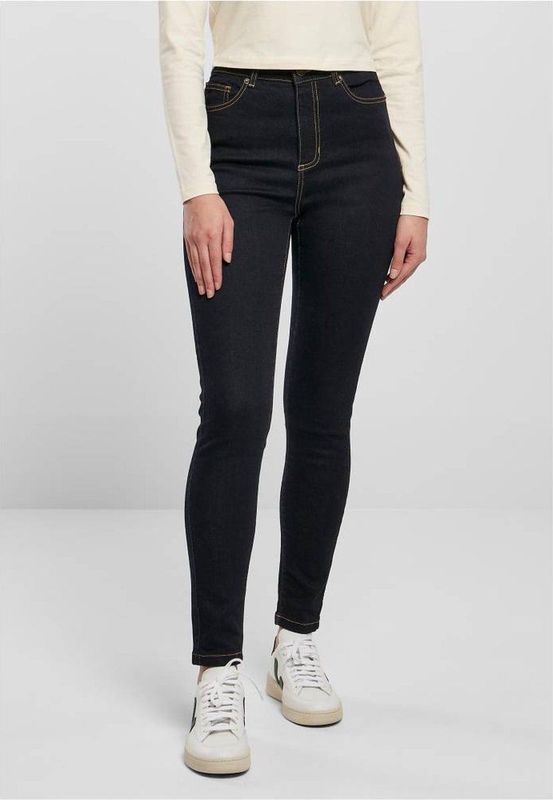 Urban Classics - Organic High Waist Skinny jeans Donkerblauw