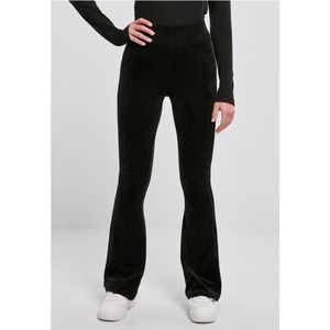 Urban Classics - High Waist Rib Velvet Flared Legging - Zwart - 94% Polyester, 6% Elastaan