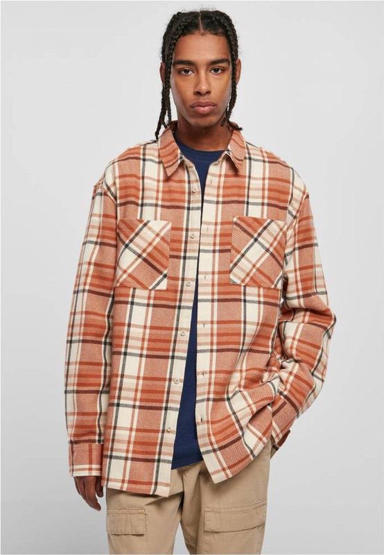 Urban Classics - Long Oversized Checked Leaves - Overhemd - Rood