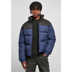 Urban Classics AOP Retro Puffer Jacket Heren Jas Aop Donkerblauw M, donkerblauw damast aop