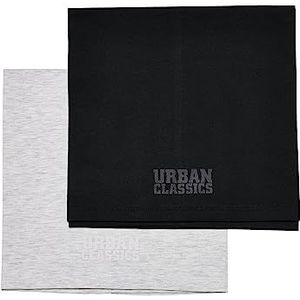 Urban Classics Set van 2 uniseks sjaals voor dames en heren, met logoprint, zwart, één maat, Zwart/lichtgrijs
