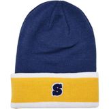 Urban Classics Uniseks college Team beanie muts, spaceblue/californiayellow/wit, Eén maat