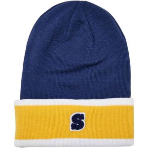 Urban Classics Uniseks college Team beanie muts, spaceblue/californiayellow/wit, Eén maat