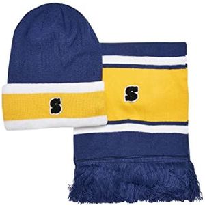Urban Classics Unisex College Team Package and Scarf Beanie Hoed, spaceblue/californiayellow/wht, één maat, spaceblue/californiayellow/wit, Eén maat
