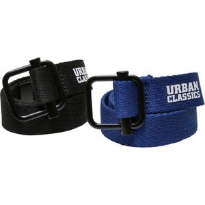 Urban Classics Unisex Industrial Canvas Kids 2-Pack Belt, Black/Blue, One Size, zwart/blauw, Eén maat
