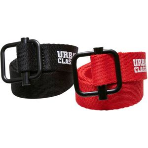 Urban Classics Unisex Industrial Canvas Kids 2-Pack Belt, Zwart/Rood, One Size, zwart/rood, Eén maat