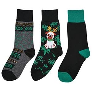 Urban Classics - Sokken - Grijs Gemêleerd / Jade Groen / Zwart / Offwhite - 3 Pack