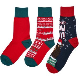 Urban Classics Kerstsokken voor kinderen, uniseks, 3 stuks, kerstdesigns, drie verschillende designs, verkrijgbaar in multicolor, 27/30 tot 39/42, Meerkleurig, 35/38 EU