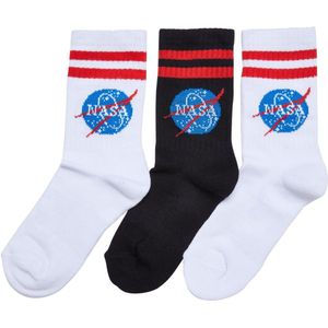 Mister Tee Unisex NASA Insignia Socks Kids 3-Pack, wit/zwart, 27-30