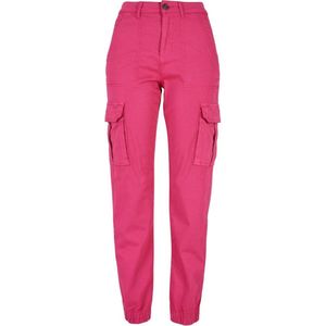 Urban Classics Katoenen Twill Utility Pants voor dames, Hibiscus Roze