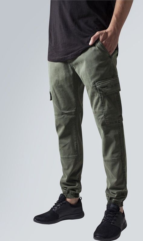 Urban Classics Washed Twill Cargobroek Zwart