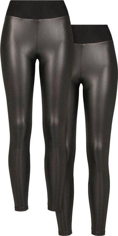 Urban Classics - Faux Leather High Waist 2-Pack Legging - Zwart