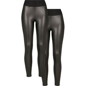Urban Classics - Faux Leather High Waist 2-Pack Legging - Zwart