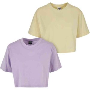 Urban Classics, Damen, T-Shirt, Ladies Short Oversized Tee 2-Pack, Lilac+Softyellow, 5XL