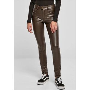 Urban Classics - Mid Waist Synthetic Leather Broek rechte pijpen Bruin