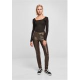 Urban Classics - Mid Waist Synthetic Leather Broek rechte pijpen Bruin