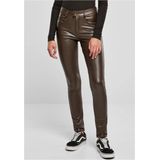 Urban Classics - Mid Waist Synthetic Leather Broek rechte pijpen Bruin