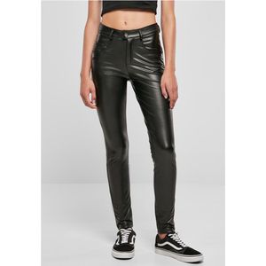 URBAN CLASSICS Stoffhose Urban Classics Damen Ladies Mid Waist Synthetic Leather Pants (1-tlg)