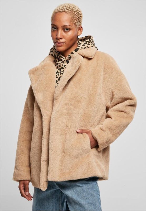 Urban Classics - Lapel Teddy Jacket   Beige