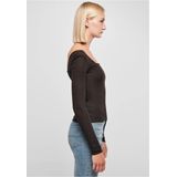 Urban Classics - Rib Squared Neckline Longsleeve top - Zwart