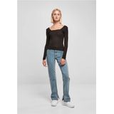 Urban Classics - Rib Squared Neckline Longsleeve top - Zwart