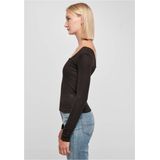 Urban Classics - Rib Squared Neckline Longsleeve top - Zwart
