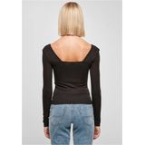Urban Classics - Rib Squared Neckline Longsleeve top - Zwart