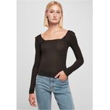Urban Classics - Rib Squared Neckline Longsleeve top - Zwart