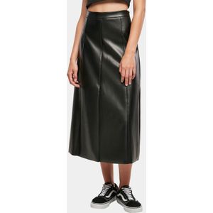 Urban Classics - Midi Rok - Zwart - Synthetisch Leer - Lange Rok - Basics Streetwear