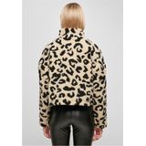 Urban Classics - Sweatshirt - Lichtbeige/Zwart - Dierenprint - Halve Rits