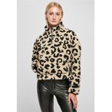 Urban Classics - Sweatshirt - Lichtbeige/Zwart - Dierenprint - Halve Rits