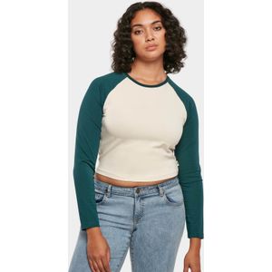 Urban Classics - Organic Cropped Retro Baseball Longsleeve top - Wit Zwart