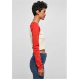 Urban Classics - Organic Cropped Retro Baseball Longsleeve top - Gebroken wit Blauw