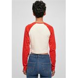 Urban Classics - Organic Cropped Retro Baseball Longsleeve top - Gebroken wit Blauw