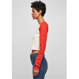 Urban Classics - Organic Cropped Retro Baseball Longsleeve top - Gebroken wit Blauw