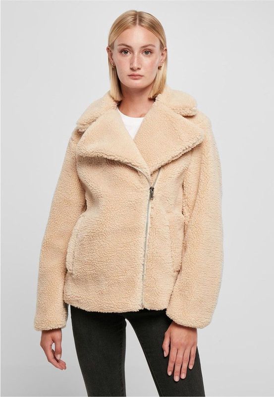 Urban Classics - Sherpa Biker Jas - Dames - Pluche Stof