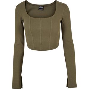 Urban Classics - Short Rib Corsage Longsleeve top - Olijfgroen