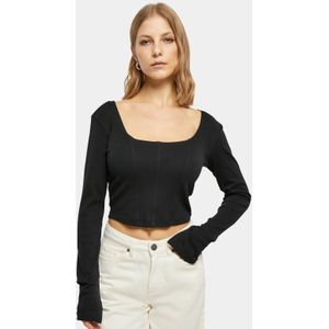 Urban Classics - Short Rib Corsage Longsleeve top - Zwart