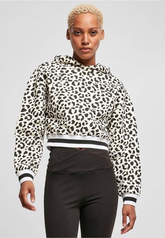 Urban Classics - Short AOP College Hoodie/trui - Wit/Zwart