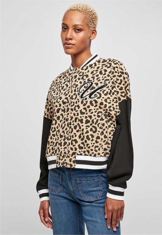 Urban Classics - Aop Oversized College Bomberjack - Dames - Geborstelde Fleece