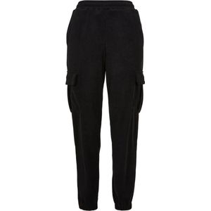 Urban Classics - High Waist Velvet Rib Cargo Dames joggingbroek - Zwart