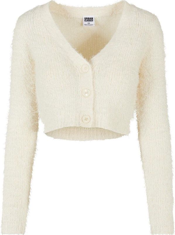 Urban Classics - Cropped Feather Cardigan - Whitesand - Dames