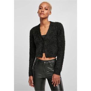 Urban Classics Cropped Feather Cardigan Zwart