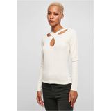 Urban Classics - Short Rib Wide V-Neck Longsleeve top - Ivoorkleurig
