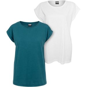Urban Classics - Extended Shoulder 2-Pack teal+white Top - Blauw Wit