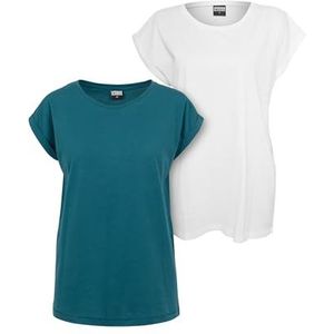 Urban Classics - Extended Shoulder 2-Pack teal+white Top - Blauw Wit