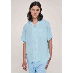 Urban Classics Heren overhemd Viscose Camp Shirt Balticblue S, Balticblue, S